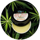 Open jar of arnica and CBD Pain Relief Rub with Arnica showing creamy texture – all-natural muscle and joint relief
